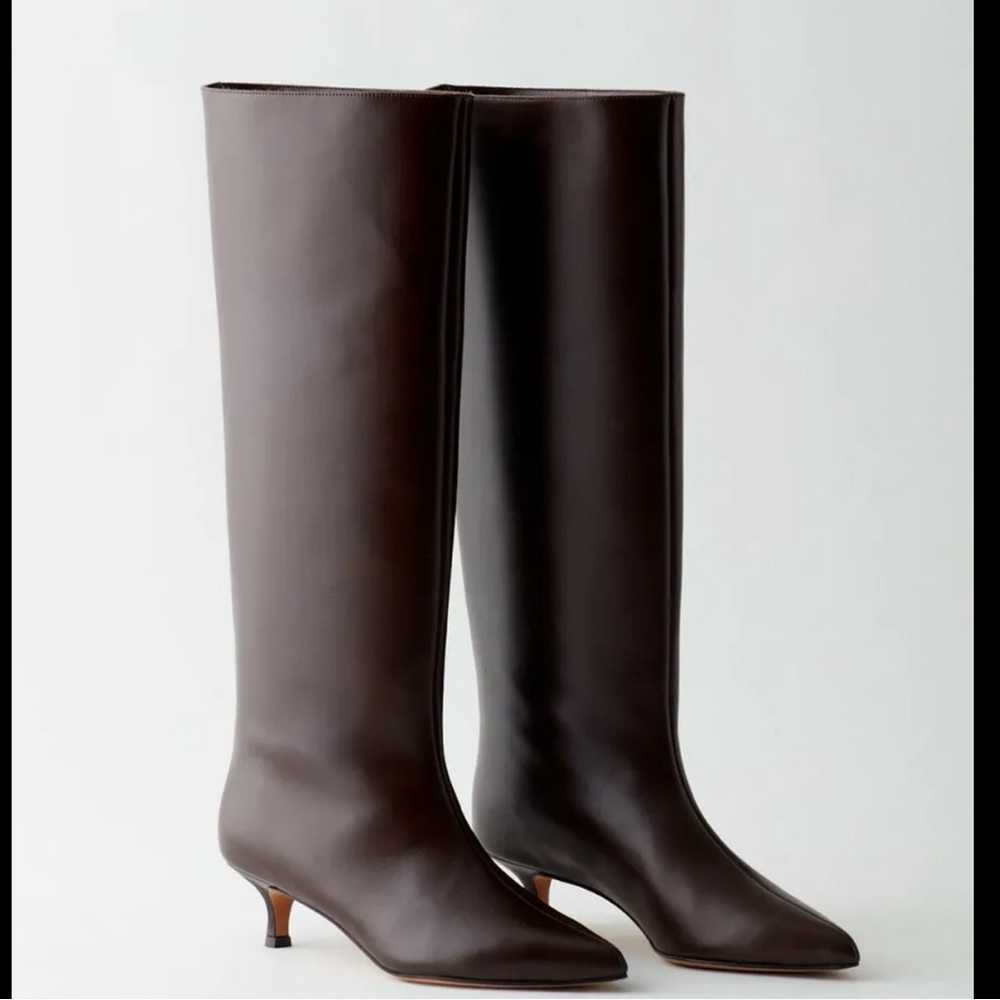 Tibi Collier Boots Navy Blue Knee-high Kitten heel Pointed toe IT 41